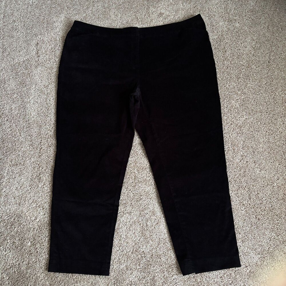 Vintage Velvet Pants Womens 22W Black Cotton Stretch Y2K 00s
